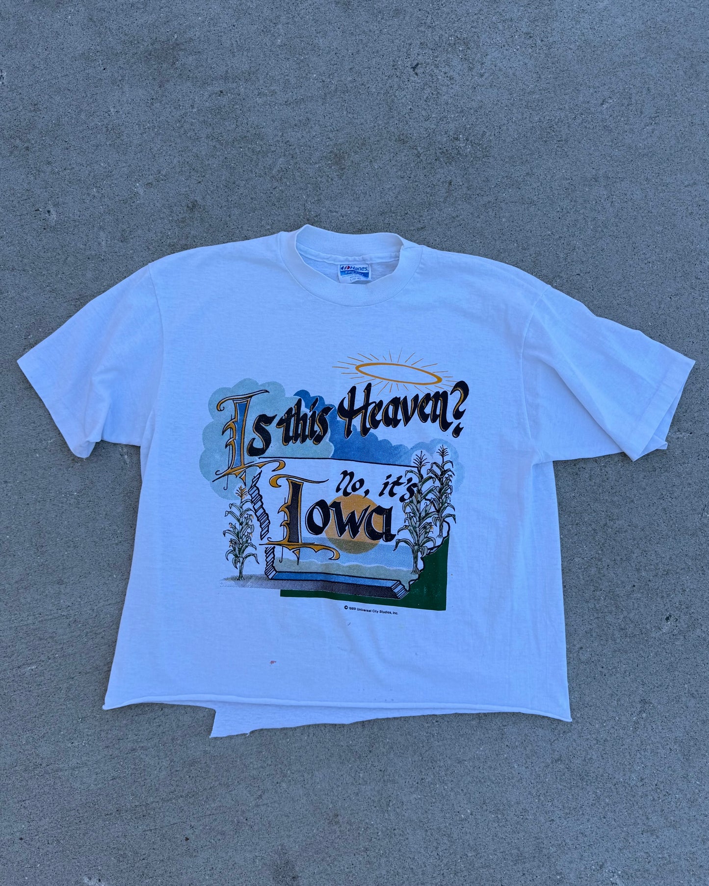 1989 "Is This Heaven? No, It's Iowa" Cropped Tee
