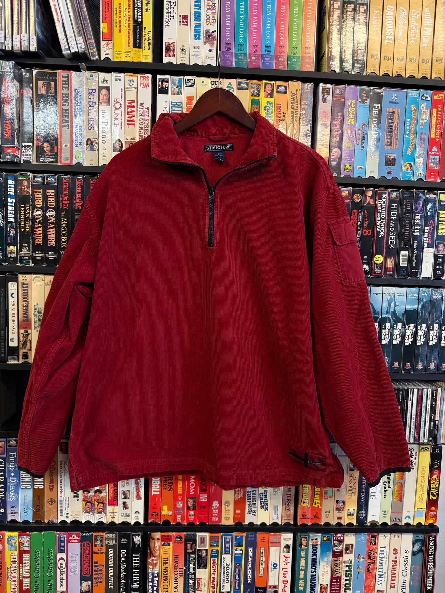 VTG Structure Red Corduroy 1/4 Zip Pullover