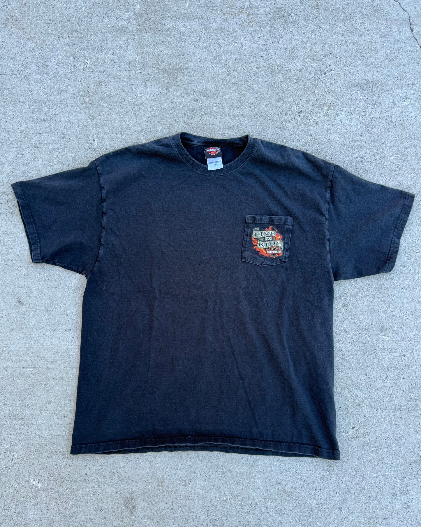 00's Harley Davidson Pocket Tee "Live To Ride" Lynchburg, VA