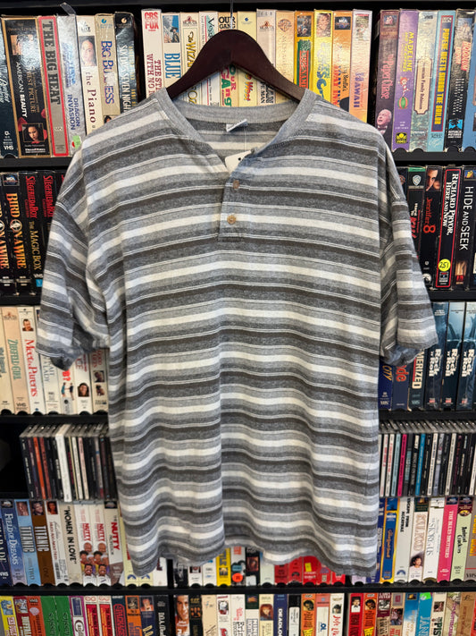VTG Bleu Ice Striped 1/4 Button Tee