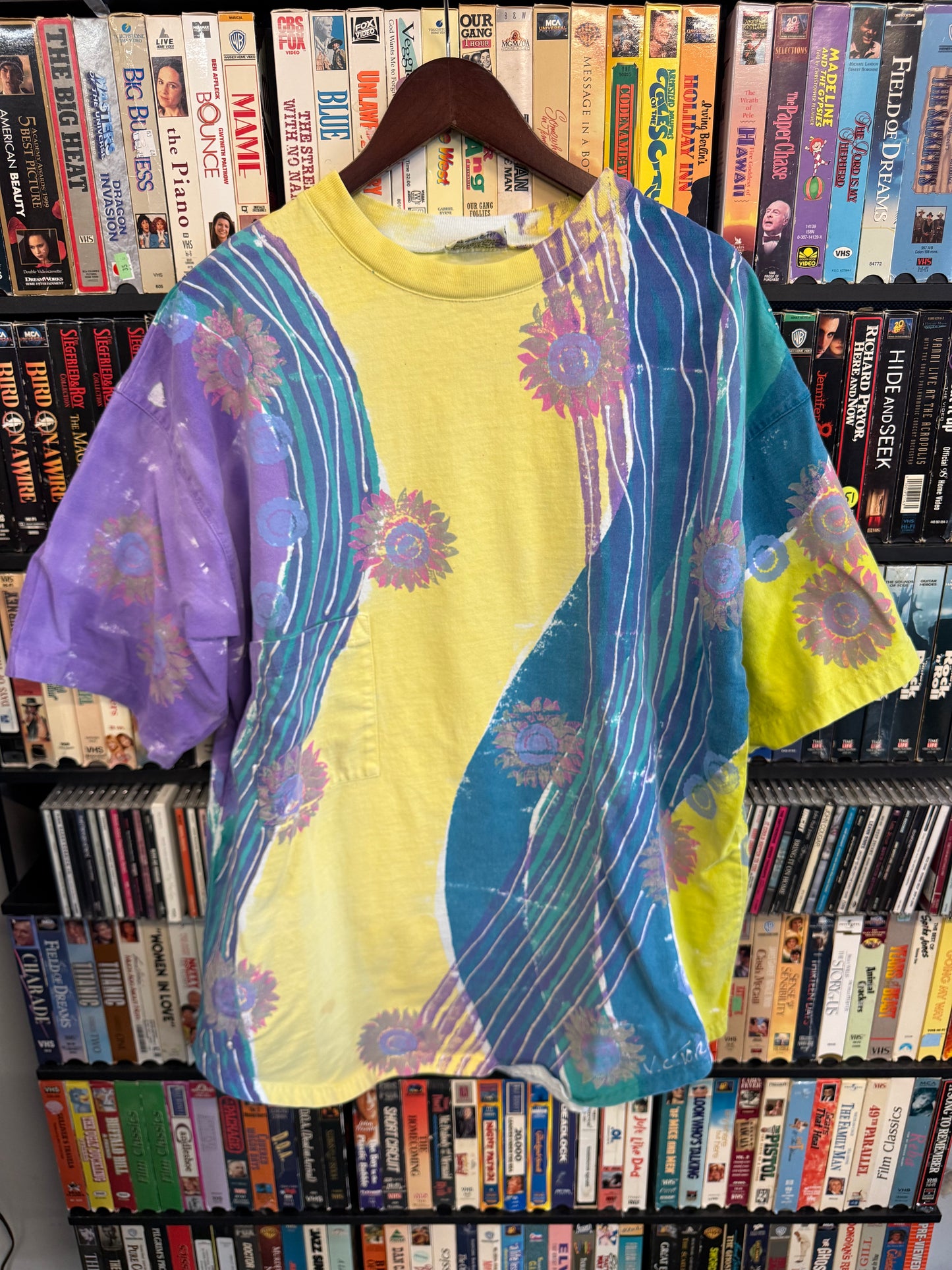 1997 V.C. Torias Hand Painted Abstract Art Tee