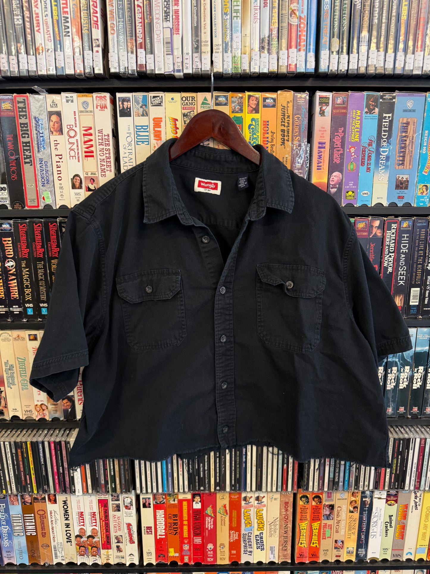 Wrangler Cropped Black SS Button Up