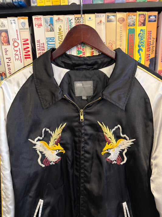 asos Embroidered Eagle Satin Bomber Jacket